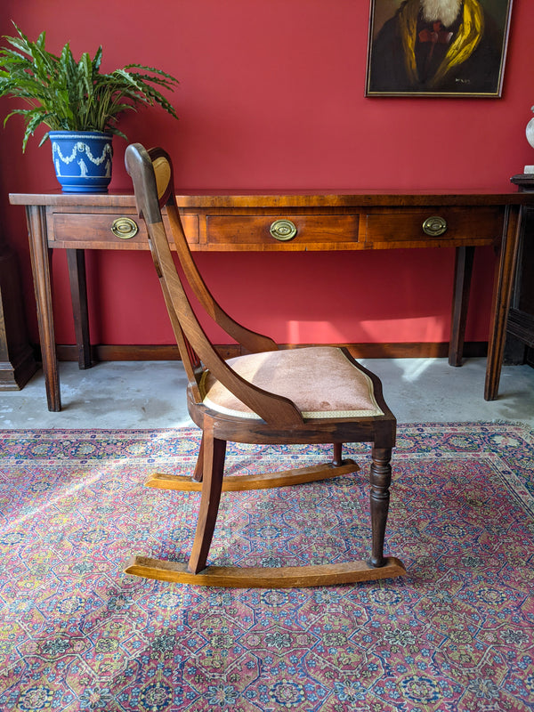 Antique Edwardian Inlaid Mahogany Rocking Chair