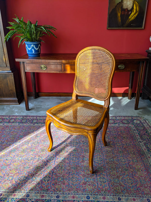 Pair of French Antique Walnut Cane Bergere Hall Chairs