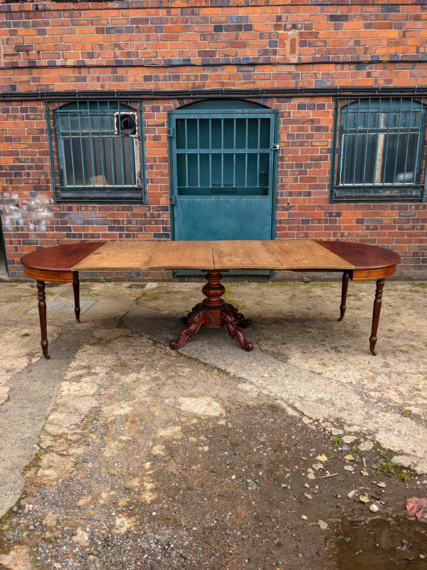 Large Extending Victorian Mahogany Oval Pedestal Table