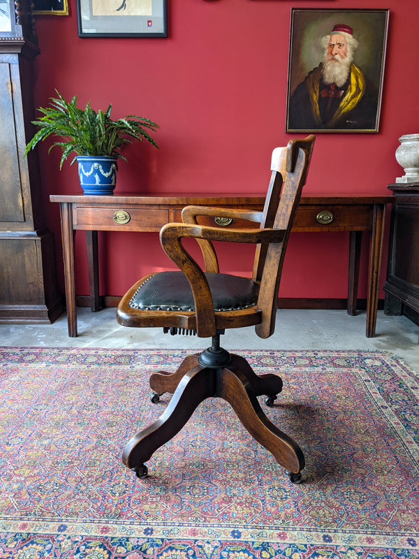 Antique Shannon Swivel Oak Office Desk Chair