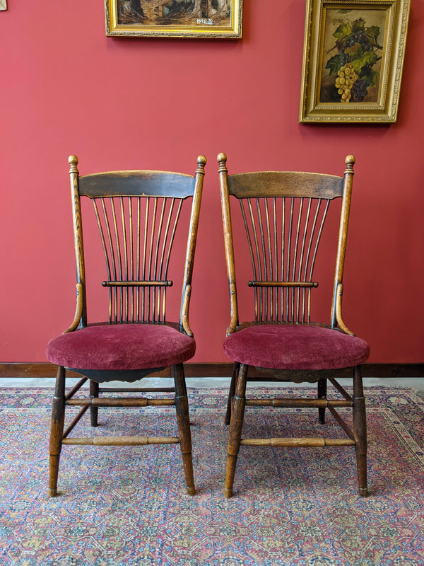 Pair of Arts & Crafts Victorian Oak Side Chairs