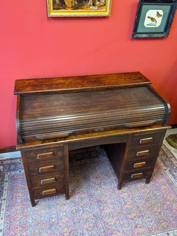 Antique Angus Menstrie Roll Top Tambour Desk Circa 1900