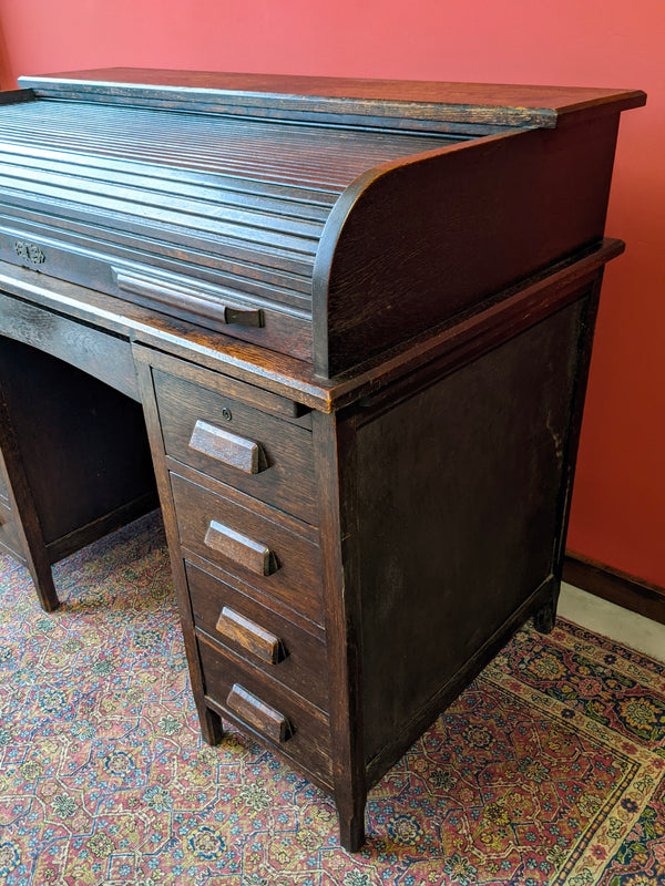 Antique Angus Menstrie Roll Top Tambour Desk Circa 1900