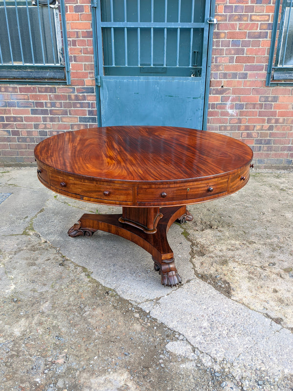 Antique Georgian Mahogany Drum Table / Rent Table