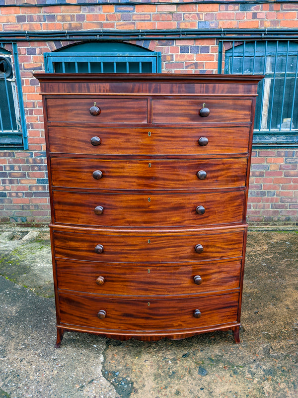 Antique Georgian Mahogany Bow Front Chest on Chest Tallboy
