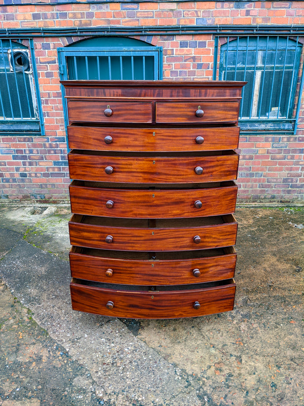 Antique Georgian Mahogany Bow Front Chest on Chest Tallboy