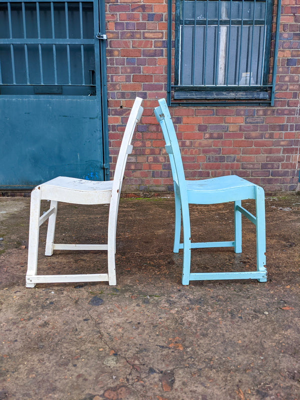 Pair of Mid Century Painted Pine Stacking Chairs