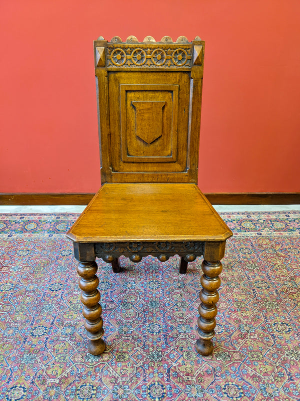 19th Century Oak Bobbin Leg Hall Chair