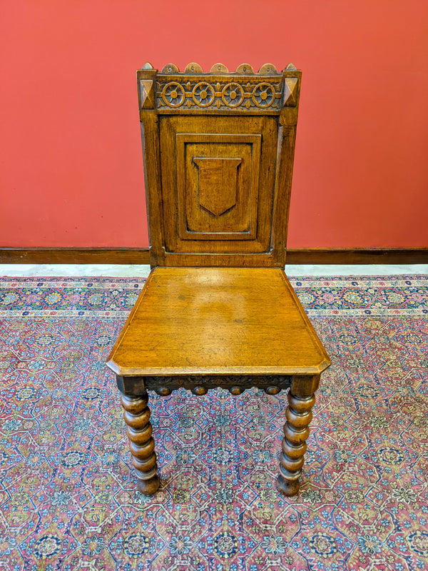 19th Century Oak Bobbin Leg Hall Chair