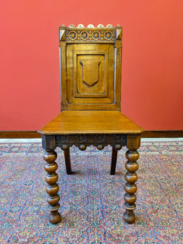 19th Century Oak Bobbin Leg Hall Chair