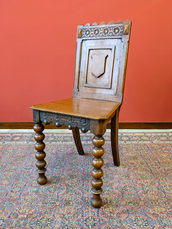 19th Century Oak Bobbin Leg Hall Chair