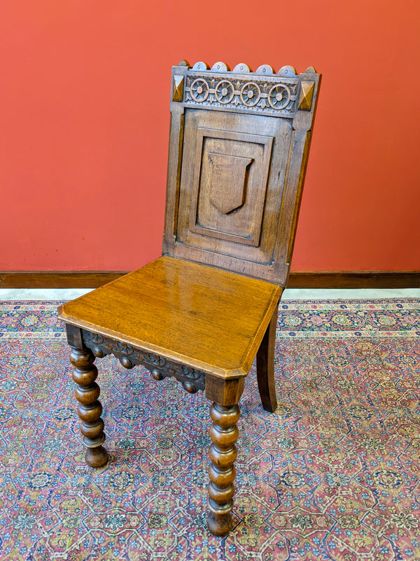 19th Century Oak Bobbin Leg Hall Chair