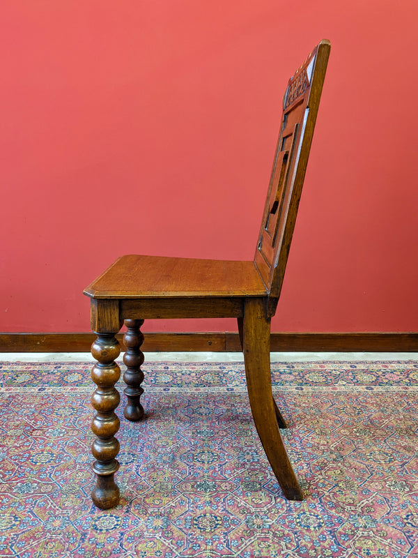 19th Century Oak Bobbin Leg Hall Chair