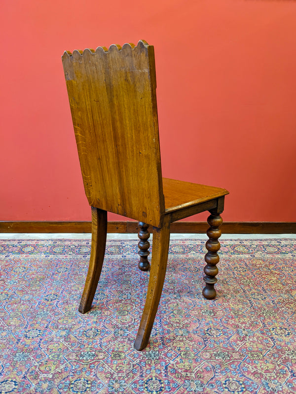 19th Century Oak Bobbin Leg Hall Chair