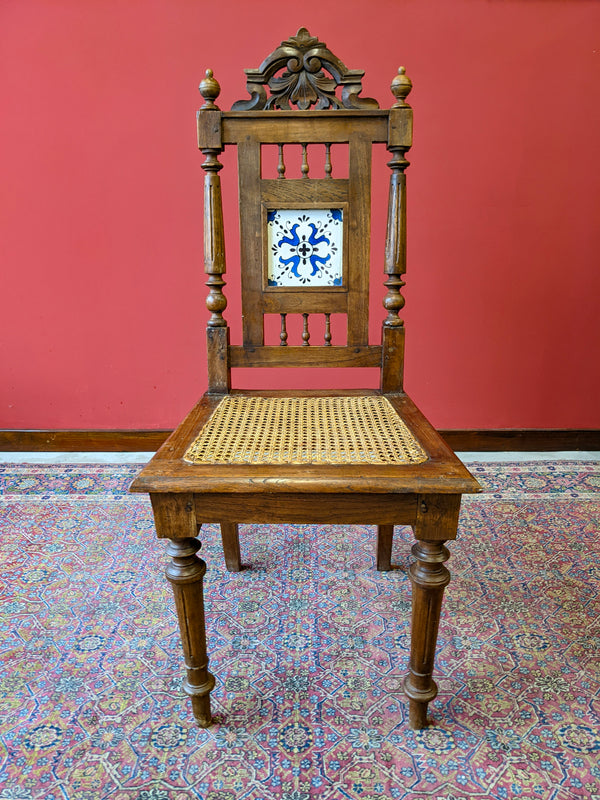 Pair of Antique French Victorian Walnut Hall Chairs