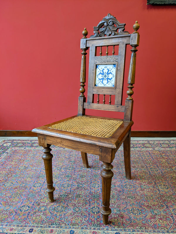 Pair of Antique French Victorian Walnut Hall Chairs