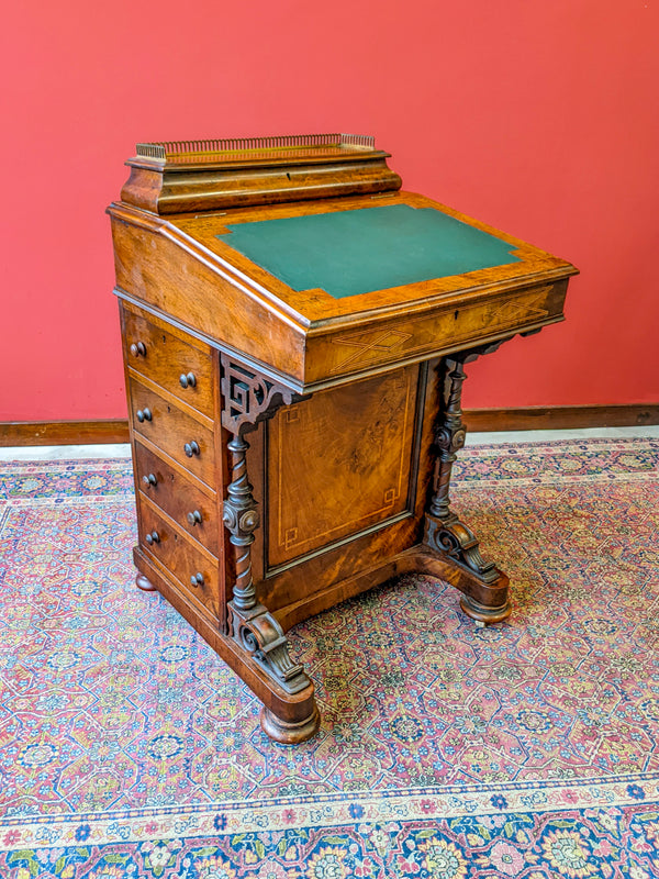 Mid Victorian Walnut Davenport Writing Desk