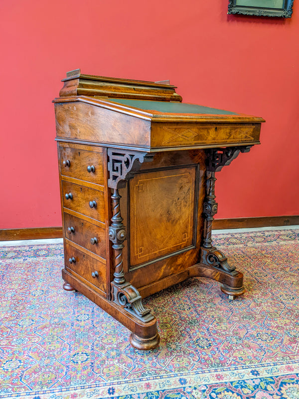 Mid Victorian Walnut Davenport Writing Desk