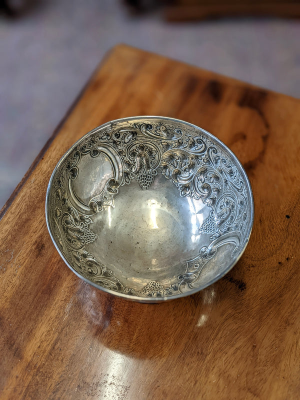 Antique Arts & Crafts Repousse Solid Silver Bowl