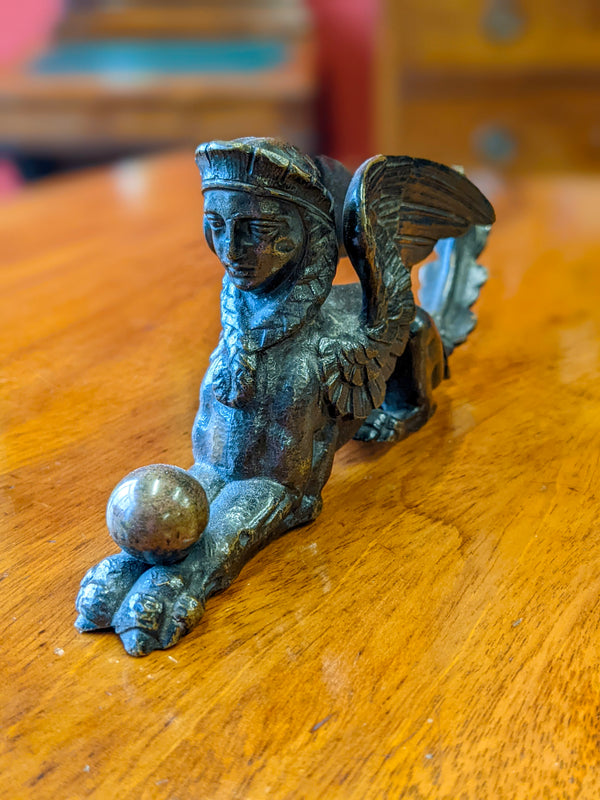 Antique Decorative Brass Sphinx Figure