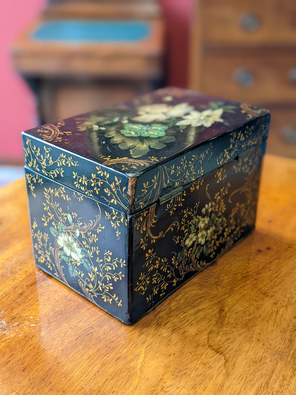 Hand Painted Floral Papier Mache Russian Box
