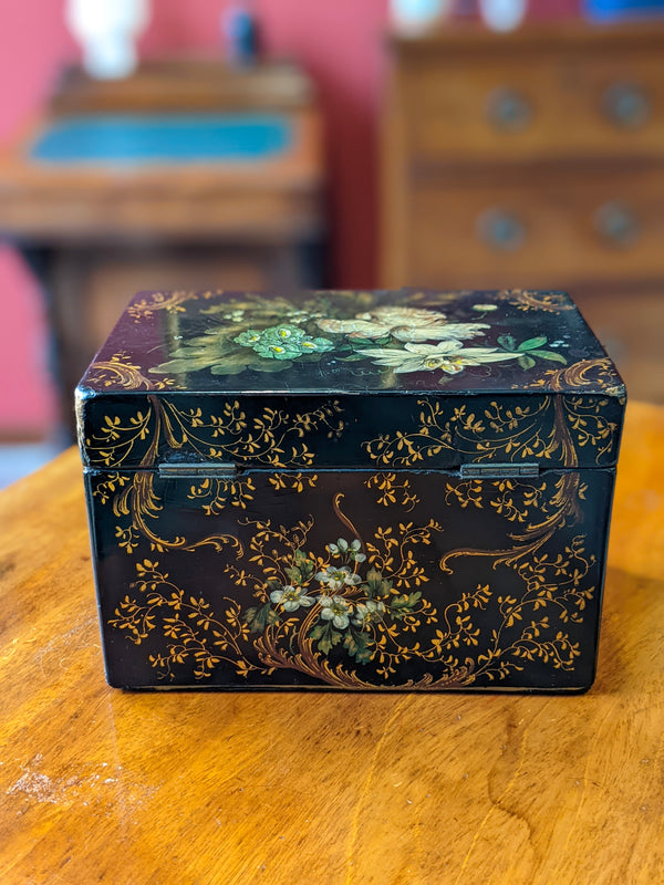 Hand Painted Floral Papier Mache Russian Box