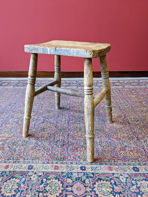 Rustic Antique Oak Kitchen Stool