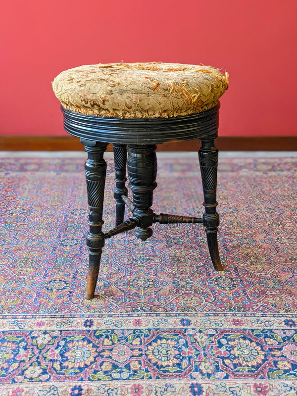 Victorian Ebonised Swivel Piano Stool