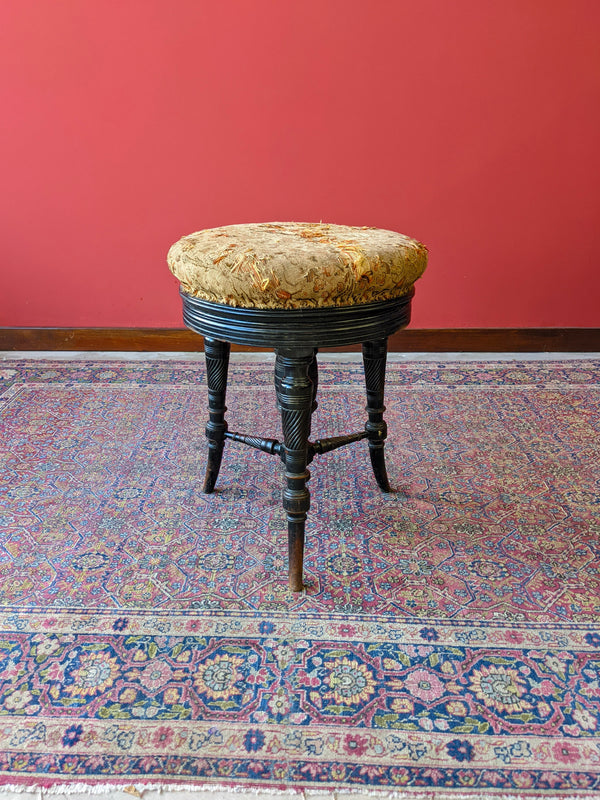 Victorian Ebonised Swivel Piano Stool