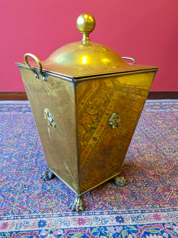 Antique Brass Coal Box
