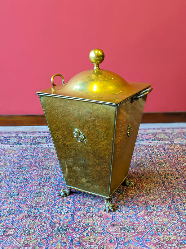 Antique Brass Coal Box