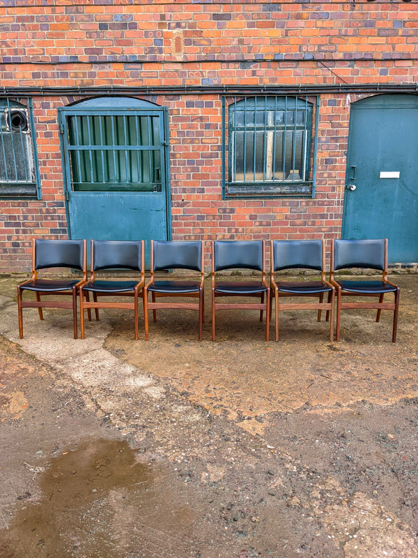 Set of Six Mid Century Teak Dyrlund Dining Chairs