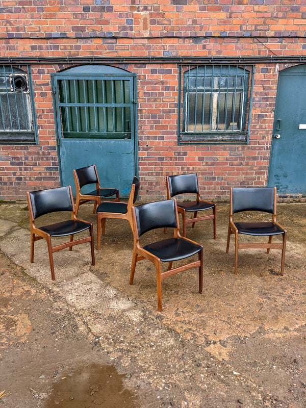 Set of Six Mid Century Teak Dyrlund Dining Chairs