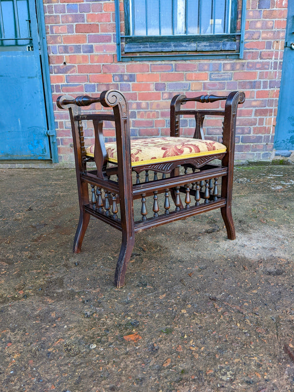 Antique Piano Stool with Adjustable Seat