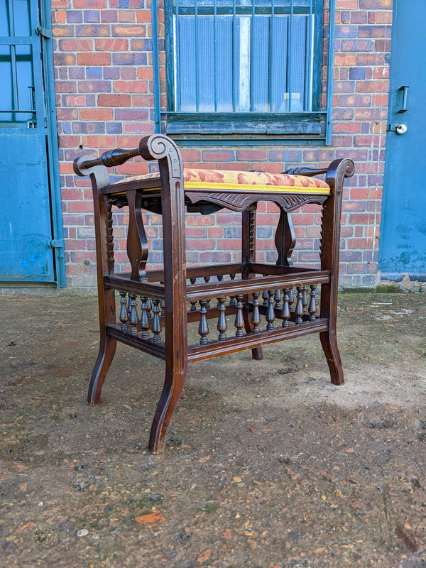 Antique Piano Stool with Adjustable Seat