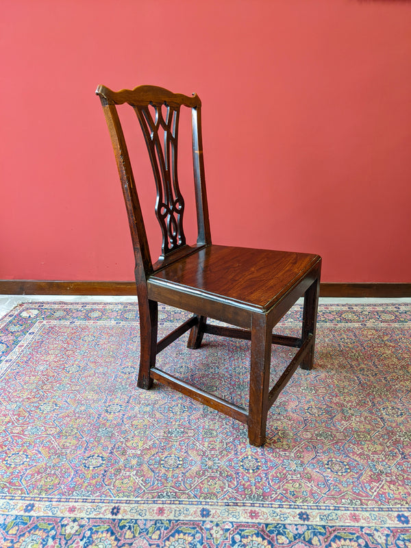 Antique Georgian Mahogany Pierced Back Side Chair