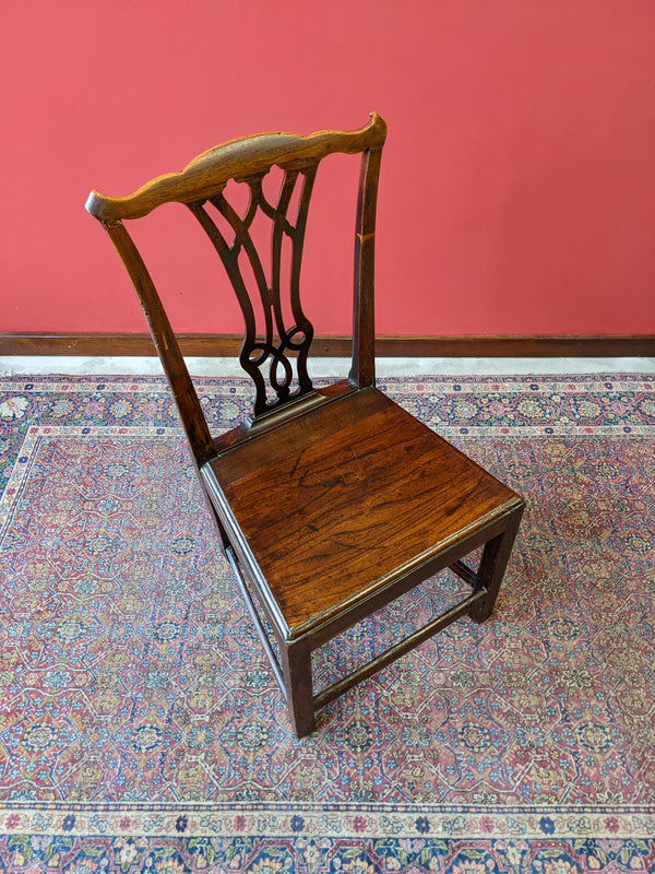 Antique Georgian Mahogany Pierced Back Side Chair