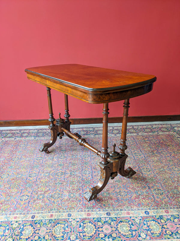 Victorian Walnut & Mahogany Stretcher Table / Occasional Table
