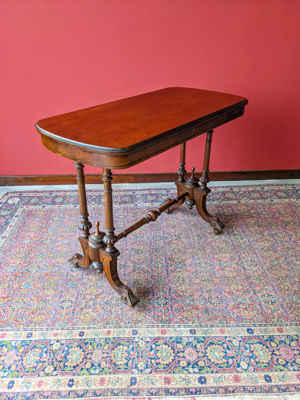 Victorian Walnut & Mahogany Stretcher Table / Occasional Table