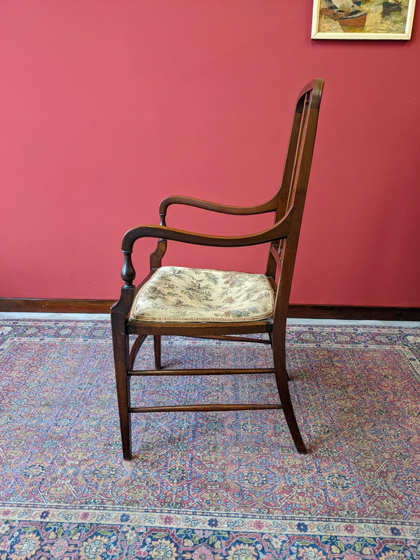 Antique 19th Century Inlaid Mahogany Elbow Chair