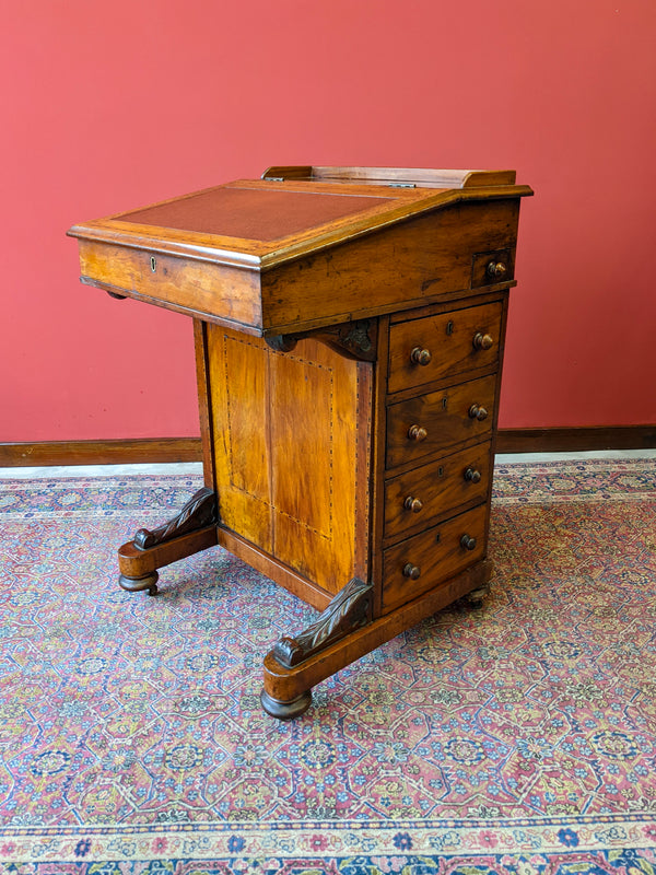 Victorian Inlaid Walnut Davenport Writing Desk