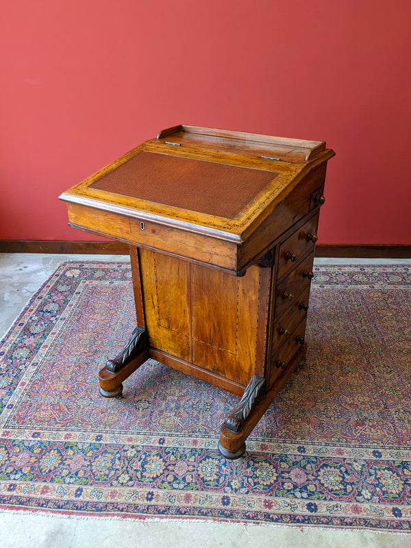 Victorian Inlaid Walnut Davenport Writing Desk