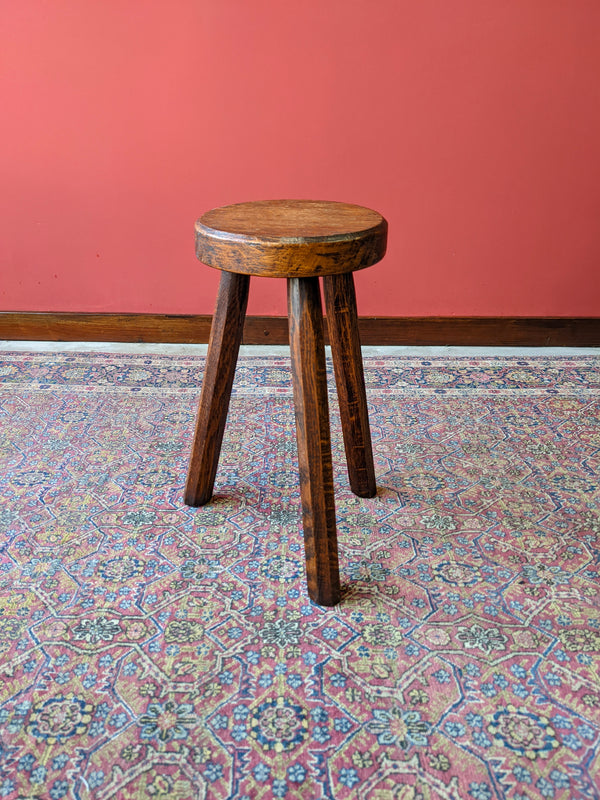 Antique Oak Tripod Milking Stool