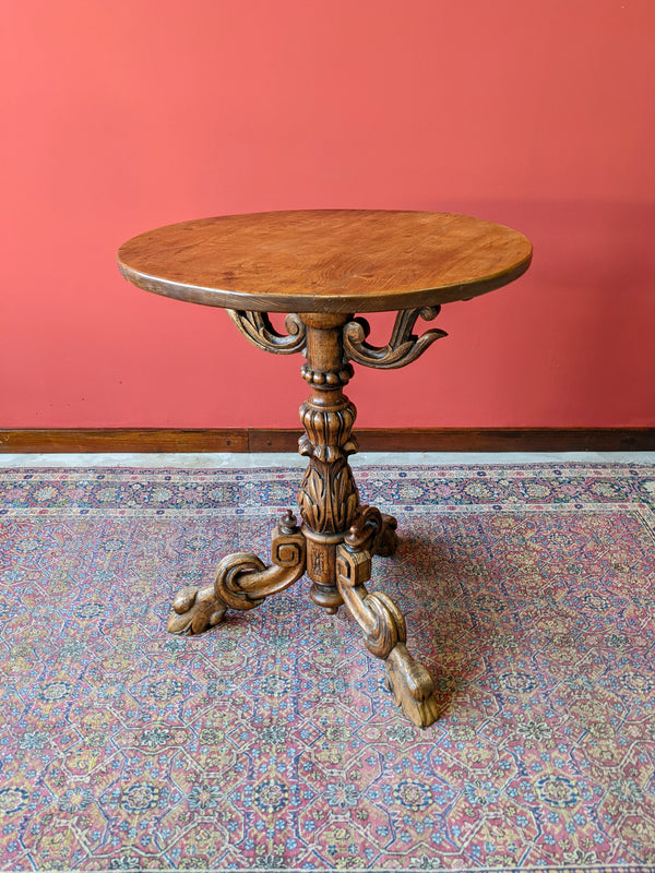 Antique Carved French Oak Side Table