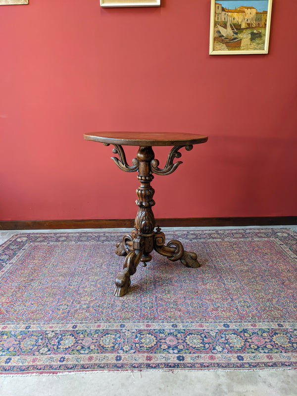 Antique Carved French Oak Side Table