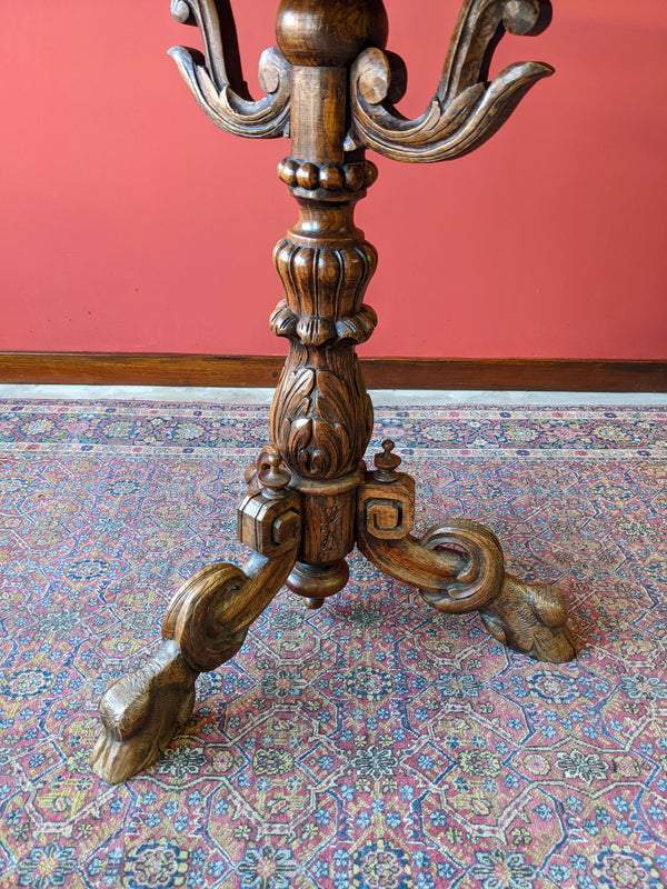 Antique Carved French Oak Side Table