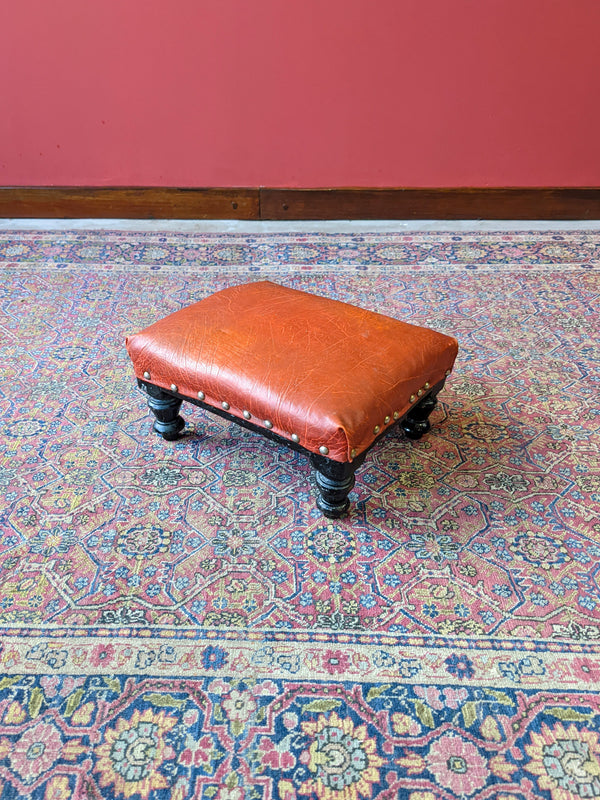 Small Vintage Leather Footstool