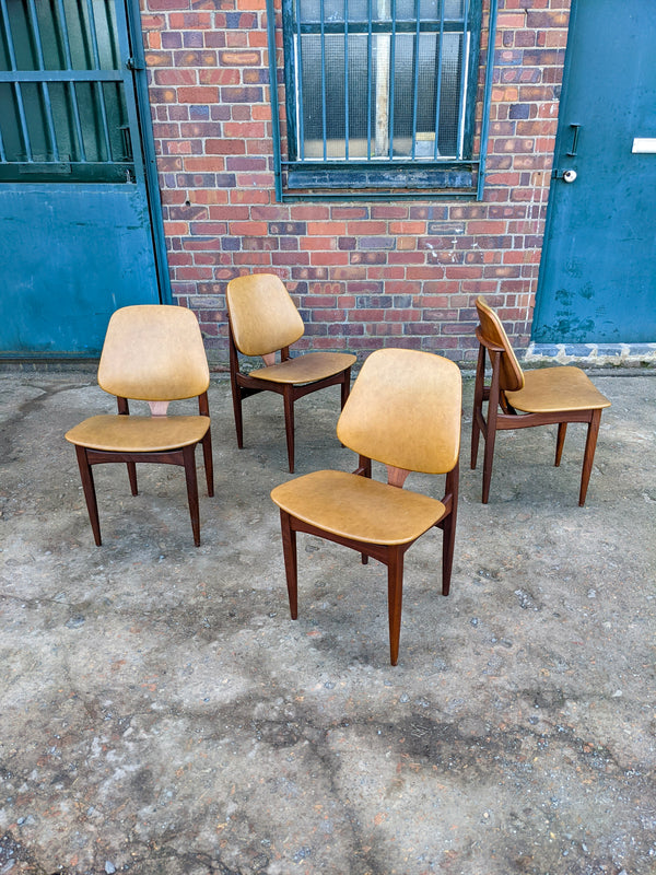 Set of Four Teak Mid Century Dining Chairs