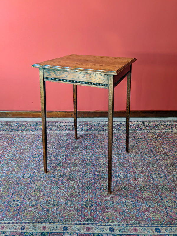 Antique Square Oak Side Table / Occasional Table