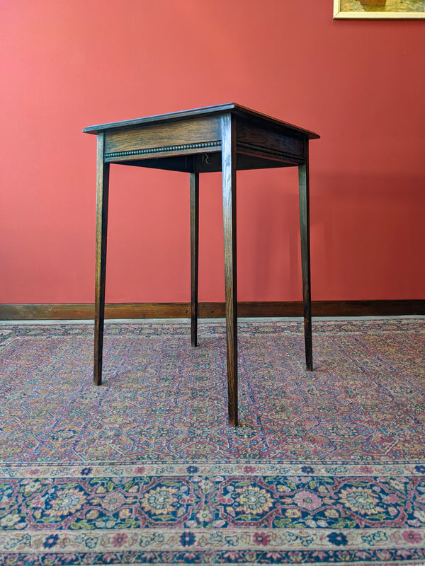 Antique Square Oak Side Table / Occasional Table